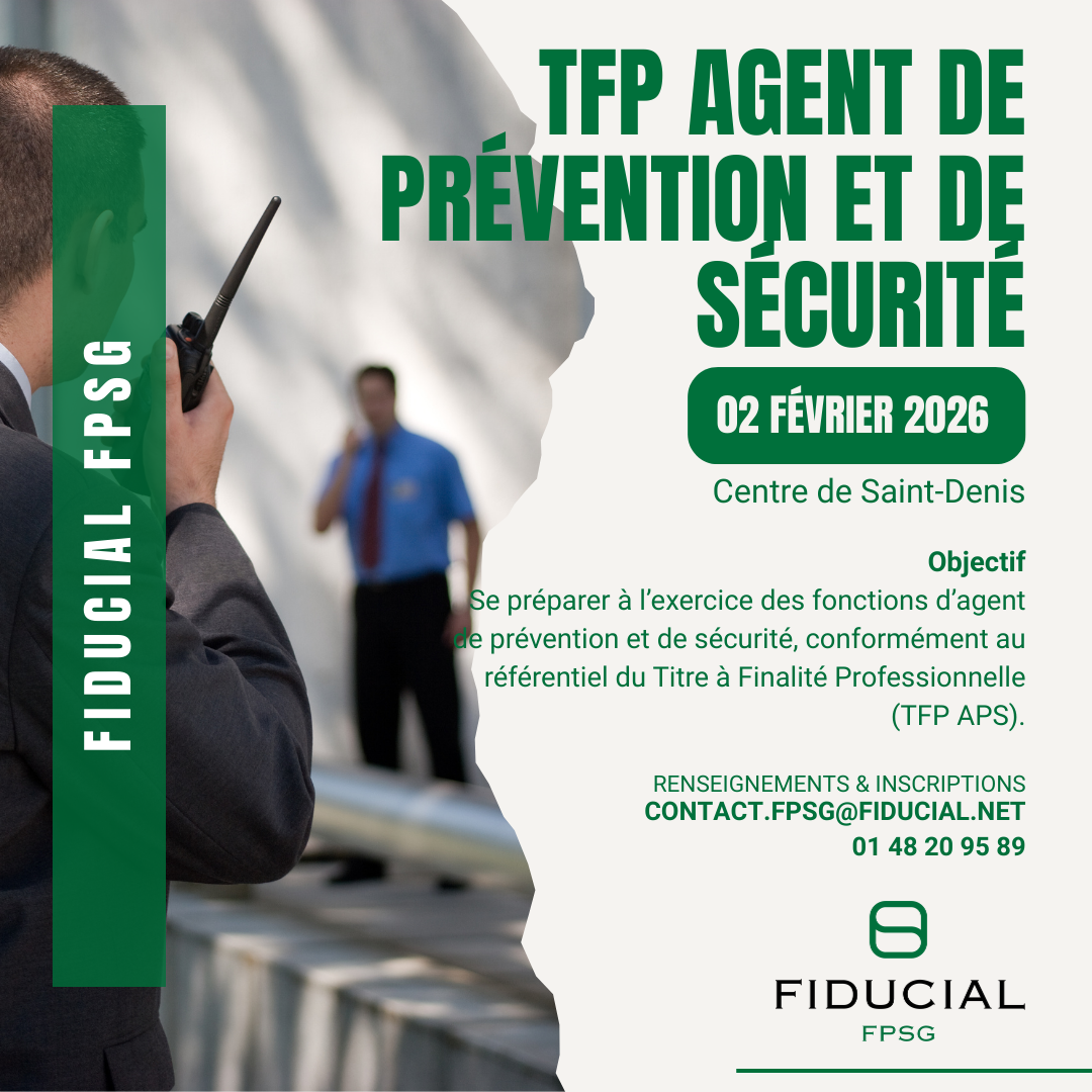 Formation centre de Saint Denis – TFP Agent de Prévention et de Sécurité
